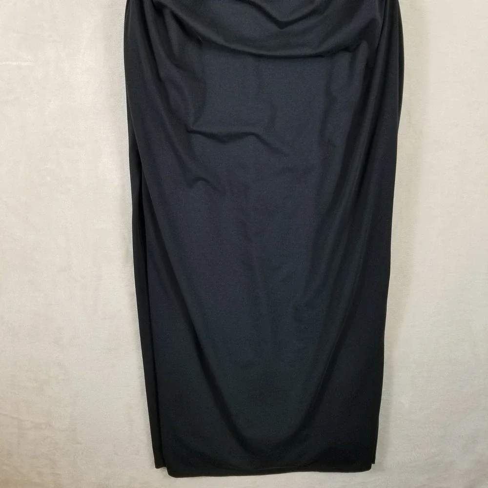 Abercrombie & Fitch Black Ruched Surplice Modal Blend Maxi Dress XLT Tall Womens